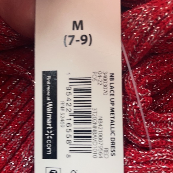 Relisted Red Ribbed metallic accent dress w lace up detail & stretch S M jrs - Picture 16 of 16